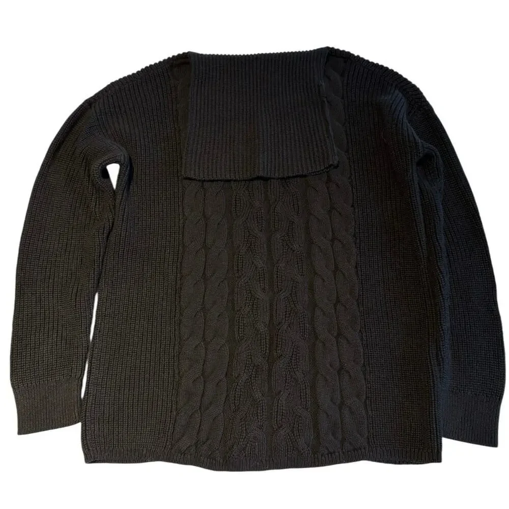 Gap Traditional Black Cable-Knit Turtleneck Winter Sweater Sz M | EUC